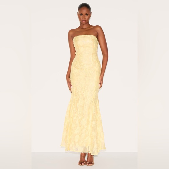 PrettyLittleThing Yellow Maxi Dress - Picture 1 of 3
